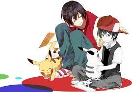 Age Difference Backwards Hat Baseball Cap Black Hair Dual Persona Hat Hat Removed Headwear Removed Light Smile Male Pokemon Pokemon Trainer Red Anime