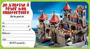 C'est l'anniversaire de max !!! 3 Invitations Anniversaire Playmobil Chevalier 123 Cartes Invitation Anniversaire Invitation Anniversaire Garcon Anniversaire