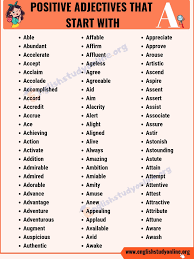 See full list on grammar.yourdictionary.com 70 Positive Adjectives That Start With A Useful List Of Common Adjectives English Study Online Positive Adjectives Adjective Words Adjectives