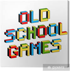 Glitch font with distortion stereoscopic effect. Old School Games Text In Style Of Old 8 Bit Video Games Vibrant 3d Pixel Letters Fun Colorful Vector Illustration Flyer Poster Template Computer Program Console Screen Retro Arcade Canvas Print Pixers