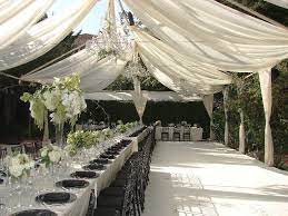 Outdoor Open Tent No Walls With White Satin Drapery Vigen Rentals Downey Tent Event Tent Wedding Draping