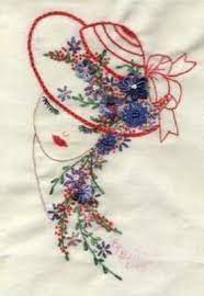 Red Hat Pretty Lady Hand Embroidery Designs Embroidery Patterns Ribbon Embroidery