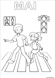 Coloriage Securite Routiere Traverser La Rue Dessin Securite A Imprimer