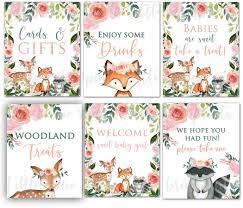 Woodland Baby Shower Decorations Signs Boho Girl Woodland Etsy In 2020 Woodland Baby Shower Decorations Welcome Baby Showers Woodland Baby Shower Invitations Girl