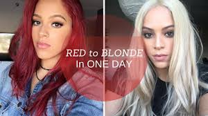 Best hair color ideas for women over 50 with fair skin. Red To Blonde Hair In One Day Youtube
