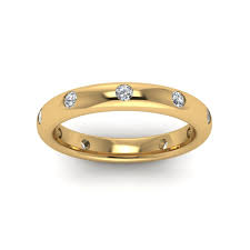 Flush Set Diamond Wedding Band In 14k Yellow Gold Flush Set Diamond Emerald Wedding Rings Diamond Wedding Bands