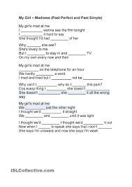 My Girl Song By Madness Past Perfect Classroom Songs Learn English Songs