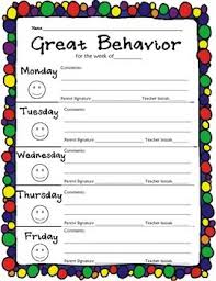Elementary Weekly Behavior Chart 2nd Grade Student