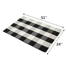 Amazon Com Ukeler Black And White Plaid Rugs Cotton Hand Woven Checkered Carpet Washable Non Skid Kitchen Rugs And Plaid Rug Kitchen Rugs And Mats Target Rug