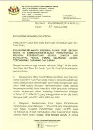 Pelaksanaan waktu bekerja fleksi (wbf) di agensi kerajaan persekutuan. Pekeliling Waktu Bekerja Fleksi Pelaksanaan Waktu Bekerja Fleksi Wbf Di Tajuk