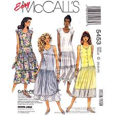 Drop Waist Dress Pattern Mccalls 5453 Plus Size 20 22 24 Handkerchief Hem Low Waist Sundress Button Front Dress Womens Sewing Pattern Uncut Drop Waist Dress Pattern Mccalls Patterns Dress Sundress Sewing Patterns