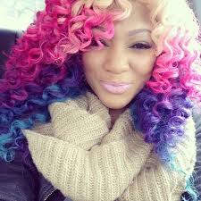 Blonde Pink Purple Blue Ombre Rainbow Hair Colorful Hair Hair Colors Curly Hair Natural Hair Styles Multicolored Hair Rainbow Hair