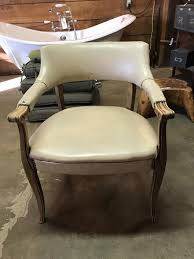 Rubber wood legs with black noir finish fabric. White Leather Barrel Chair From Earthwise Architectual Salvage Tacoma Of Tacoma Wa Attic