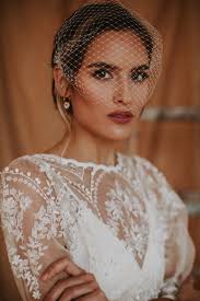 Velo Novia Frances Boda Civil Birdcage Tocado Vintge