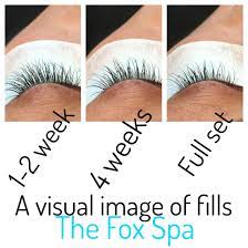 Because extensions are attached to the lash itself, they last as long as the natural growth cycle, or about six weeks. Visual Of Eyelash Extension Lash Fills So Clients Can Better Understand Pricing And Time Eyelash Extens Eyelash Extensions Lash Extensions Eyelash Extentions