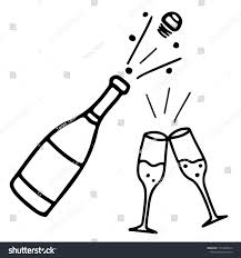 Hand Drawn Vector Champagne Bottle And Glasses Doodle Icon New Year Celebration Ad Sponsored Champagne Bottle Drawing New Year Doodle How To Draw Hands