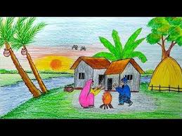 How To Draw Scenery Of Winter Season Step By Step Winter Art Projects Kids Art Projects Winter Art