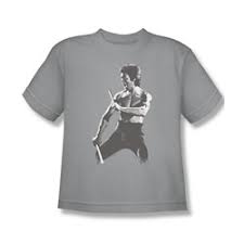 Bruce Lee Chinese Characters Big Boys T Shirt In Silver
