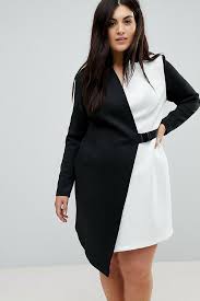 Black And White Color Block Dress Plus Size Really Cute Color Block Blazer Dress With Belt Black And White Plus Size Blazer Dress Great Out Plus Size Outfits Plus Size Womens Clothing Celebrity Dresses