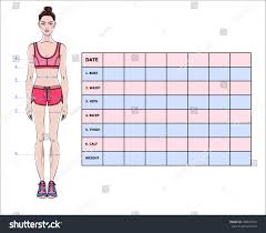 Measurement Chart Body Parameters Sport Diet Stock Vector