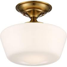 Regency Hill Schoolhouse Ceiling Light Semi Flush Mount Fixture Soft Gold 12 Wide Opal Glass For Bedroom Kitchen Hallway Bathroom Target
