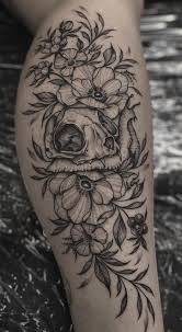 Cat and flowers tattoo design. 50 Cat Skull Tattoos That Are Actually Good