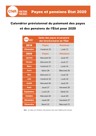 Calendrier Des Salaires Des Fonctionnaires 2023 Cfdt - État : Calendrier Des Payes Et Pensions 2020