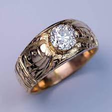 Unusual Antique Diamond Chased Gold Mens Ring - Antique Jewelry Vintage Rings Faberge Eggs Antique Rings Mens Rings Etsy Mens Jewelry Rings