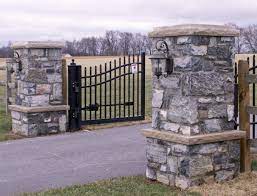 Driveway entrance ideas columns add welcoming style, long driveway entrances stone piers with copper light, driveway column sample style only use old brick on base, stone pillars for driveway design entrance maybe in gabion, pin by mandy browning on dream home driveway entrance. Landscape Entry Features Columns In Md Va Poole S Stone Garden