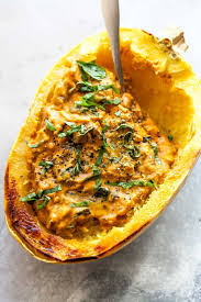 Spaghetti Squash With Vegan Vodka Sauce Recipe Spaghetti Squash Healthy Dinner Vegan Pumpkin Recipes