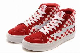 Black And White Vans High Tops Womens Vans Sk8 Hi Classic Checkerboard Red White Womens Shoes Vans White Shoes Women Red Vans Vans