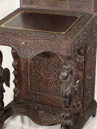 Anglo Indian Carved Rosewood Davenport Desk India Antique French Furniture Antiques Japanese Furniture