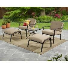 5 Piece Leisure Set Beige Outdoor Chairs Ottomans Table Steel Patio Armchairs In 2020 Comfortable Outdoor Chairs Outdoor Furniture Sets Patio