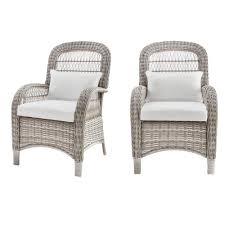 Hampton Bay Beacon Park Gray Wicker Outdoor Patio Captain Dining Chair With Bare Cushions Outdoor Wicker Chairs Lounge Chair Outdoor Outdoor Wicker Furniture