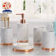 Complete a bathroom with our range of luxury bathroom accessory sets. Marble Resin Bath Accessory Bathroom Accessories Set With Soap From China Stonecontact Com