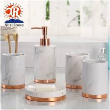 Charlemagne brown marble tank tray. Marble Resin Bath Accessory Bathroom Accessories Set With Soap From China Stonecontact Com