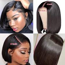 You can never miss them. Buy Glueless Short Bob Wigs Human Hair Lace Front Wigs Brazilian Virgin Human Hair 4x4 Lace Closure Straight Bob Wigs For Black Women Pre Plucked With Baby Hair Remy Hair 9a Lace