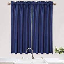 Metal curtain poles ideas for window coverings in living room, bedroom or kitchen. Haperlare Waffle Weave Kitchen Cafe Curtains 45 Inches Length Water Resistant Bathroom Window Curtain Rod Pocket Half Window Covering Tier Curtains 30 X 45 Navy Blue Set Of 2 Buy Online At