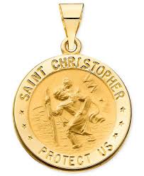 Gelin wisdom owl pendant necklace in 14k solid gold, bird jewelry for women. Macy S Saint Christopher Medal Pendant In 14k Yellow Gold Reviews Necklaces Jewelry Watches Macy S