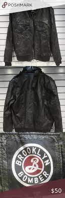 Brooklyn Bomber Leather Jacket Sz M Leather Bomber Jacket Leather Jacket Jackets