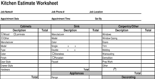 Kitchen Cost Estimate Sheet Kitchen Cost Calculator