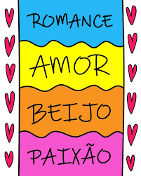 Brasilianische portugiesische farbenfrohe digitale Liebesbeschriftung.  Perfekt für deine Liebe. Übersetzung - Romantik, Liebe, Kuss, Leidenschaft  6966546 Vektor Kunst bei Vecteezy
