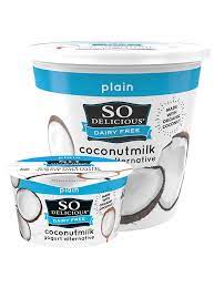 Organic coconutmilk ( filtered water , organic coconut cream ) , organic cane sugar , rice starch , organic coconut cream , calcium. Plain Coconutmilk Yogurt So Delicious Dairy Free