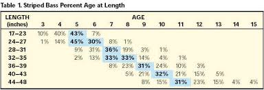 Striped Bass Age Weight Chart