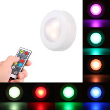 3 6 Pcs Rgb Led Under Cabinet Lamp 16 Color Puck Light Remote Control Battery Powered Led Light For Cloakroom Cupboard Kitchen Led Indoor Wall Lamps Aliexpress