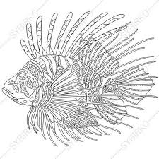 Coloring Pages For Adults Digital Coloring Page Lionfish Etsy Lion Coloring Pages Lion Fish Animal Coloring Pages