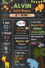 Alvin 1st Birthday Chart Safari Theme 2019 Doğum Günü