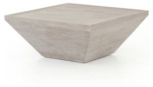 This square outdoor coffee table features four hidden side tables. 35 Claudio Square Outdoor Coffee Table Grey Teak Weathered Modern Transitional Outdoor Coffee Tables By Noble Origins Llc Houzz