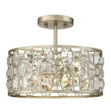251 First Vivian Silver Gold Two Light Semi Flush Mount With Crystal Accents M60033sg Bellaco Flush Mount Ceiling Lights Filament Design Flush Mount Lighting
