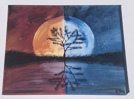 Our right side is male, our left is female. Day And Night Painting Sun And Moon Painting Moon Painting Sun Painting Painting
